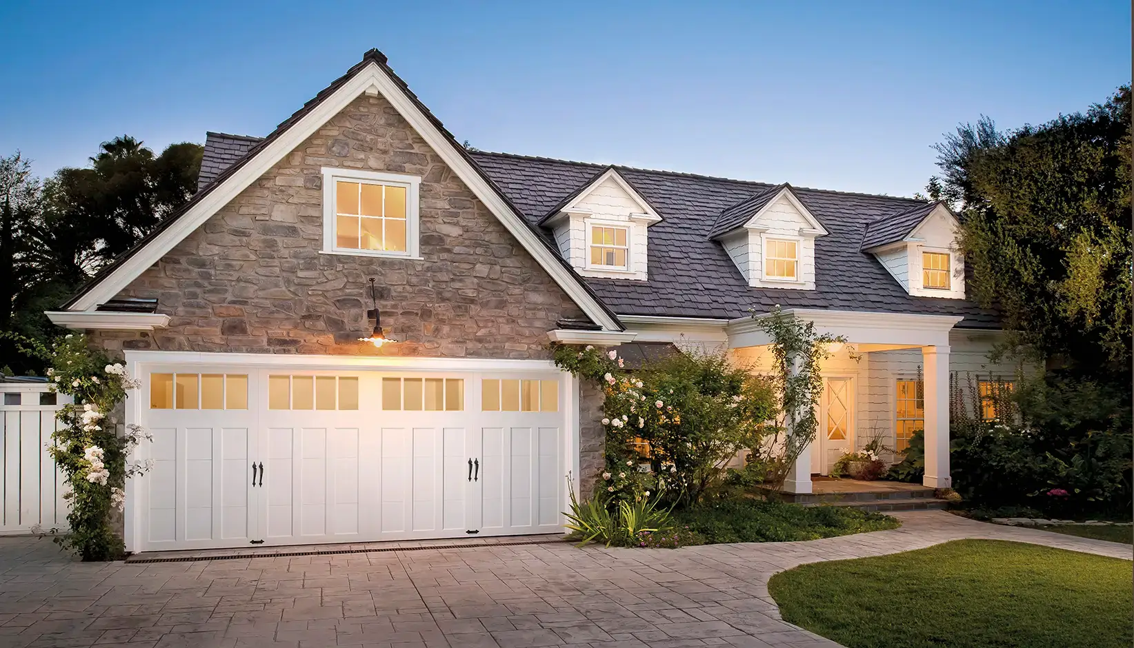 white farmhouse style garage door in austin texas